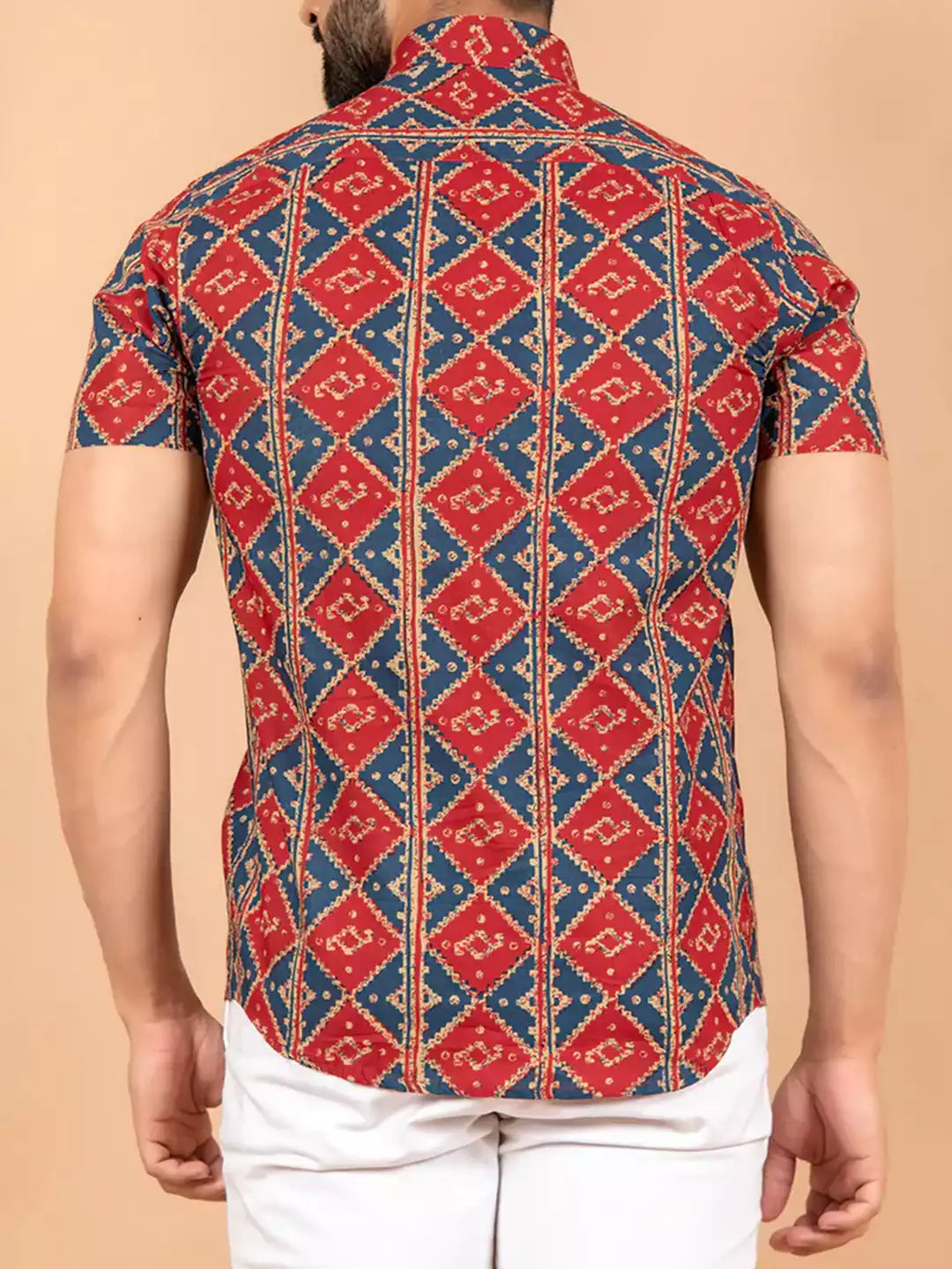 Jaipuri Style MultiColor Men's printed Cotton Casual Shirt Half Sleeve available on RoscoeShirts