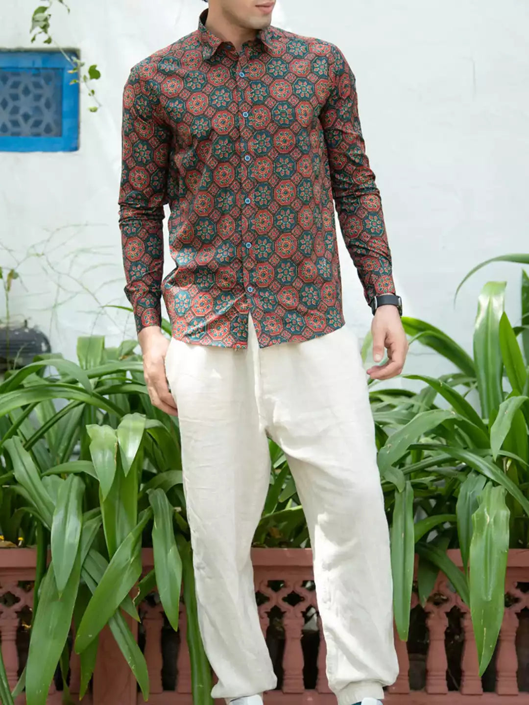 Unique Jaipuri Printed Color Men's Cotton Casual Shirt Half Sleeve available on RoscoeShirts