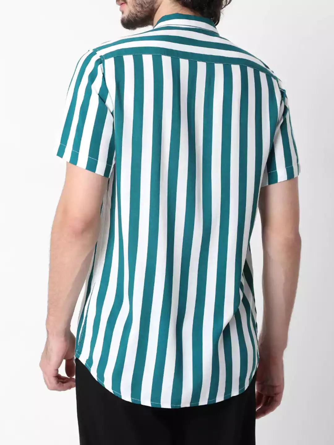 lining Pattern Blue Color Men's printed Cotton Casual Shirt Half Sleeve available on RoscoeShirts