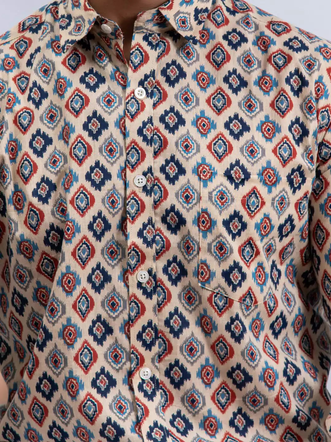 White Square and Maroon Color Men's Printed Cotton Casual Shirt Half Sleeve available on RoscoeShirts