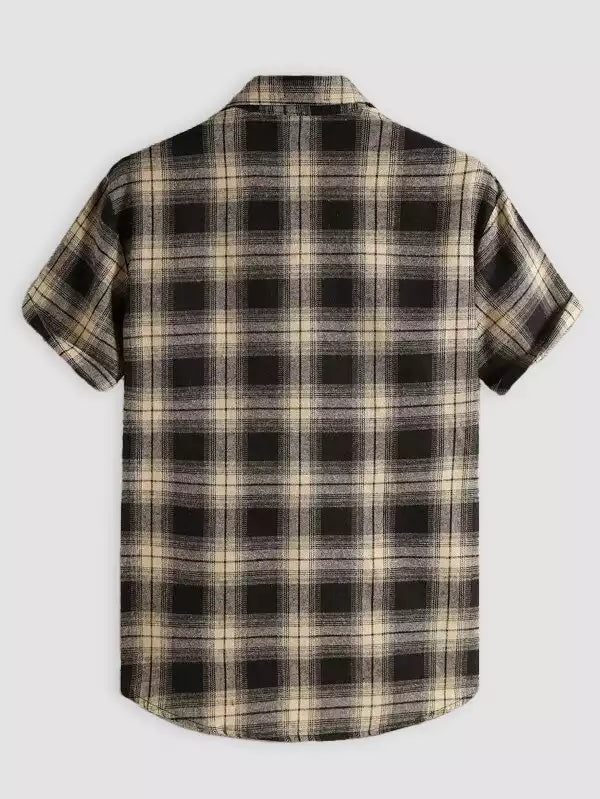 Yellow Block Pattern Beach and casual Multicolor Printed Shirt Cotton Material Half Sleeves Mens blackdock