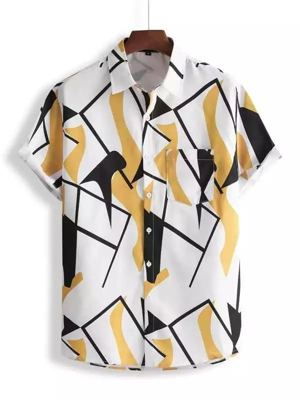 Frame Pattern Beach and casual Multicolor Printed Shirt Cotton Material Half Sleeves Mens blackdock
