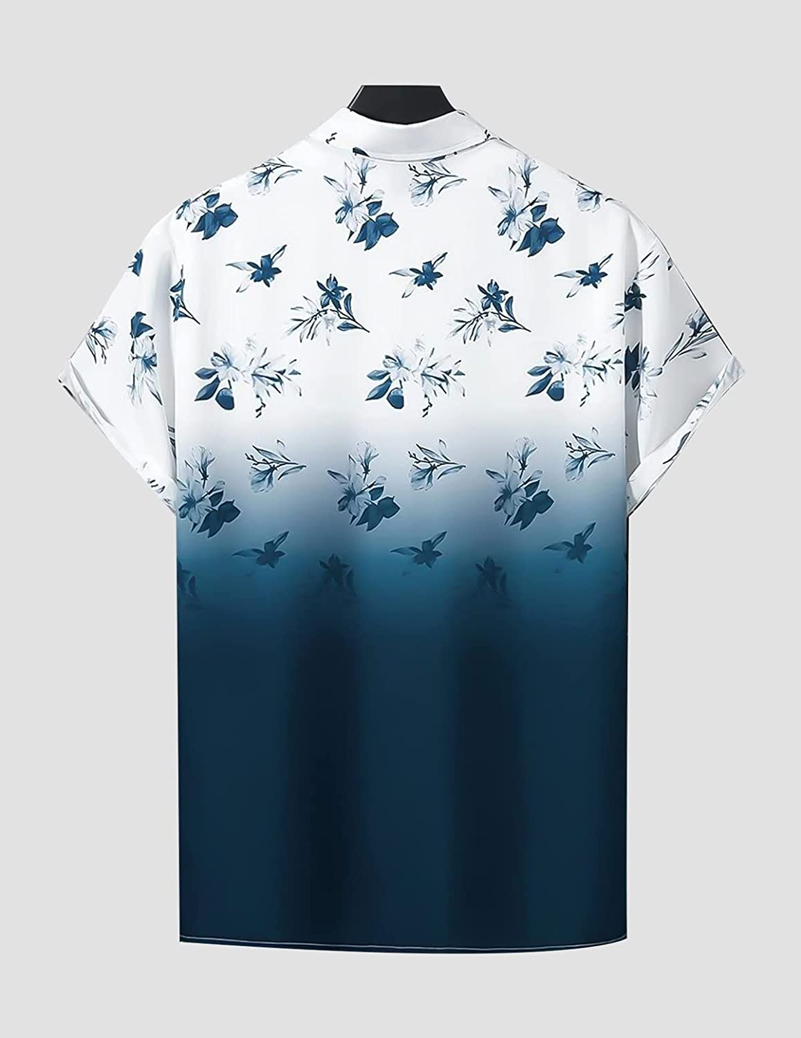 Blue and White Flower Design printed Cotton Material Beach Wear Half Sleeves Shirt for Men