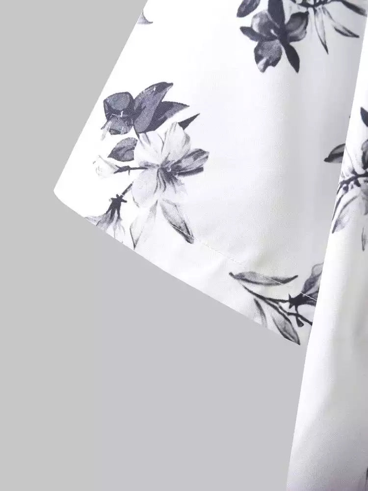 Black and White Flowers Printed Co-ords Set