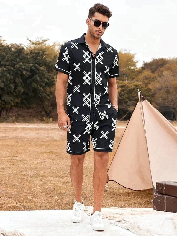 Cross Pattern Printed Co-ords Set