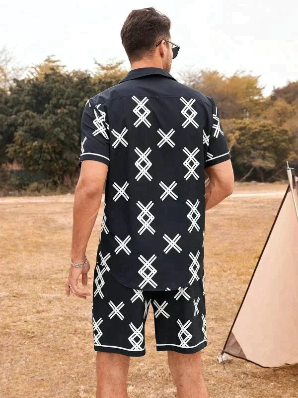 Cross Pattern Printed Co-ords Set