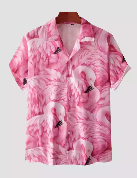 Mens Floral print Casual  Pink Shirts Beach Wear RoscoeShirts