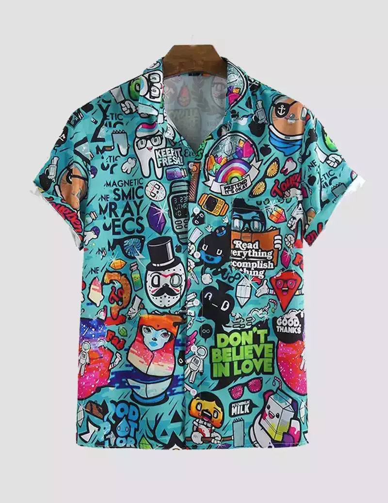 Creative Beach and casual Multicolor printed Shirt Cotton Material Half Sleeves Mens RoscoeShirts
