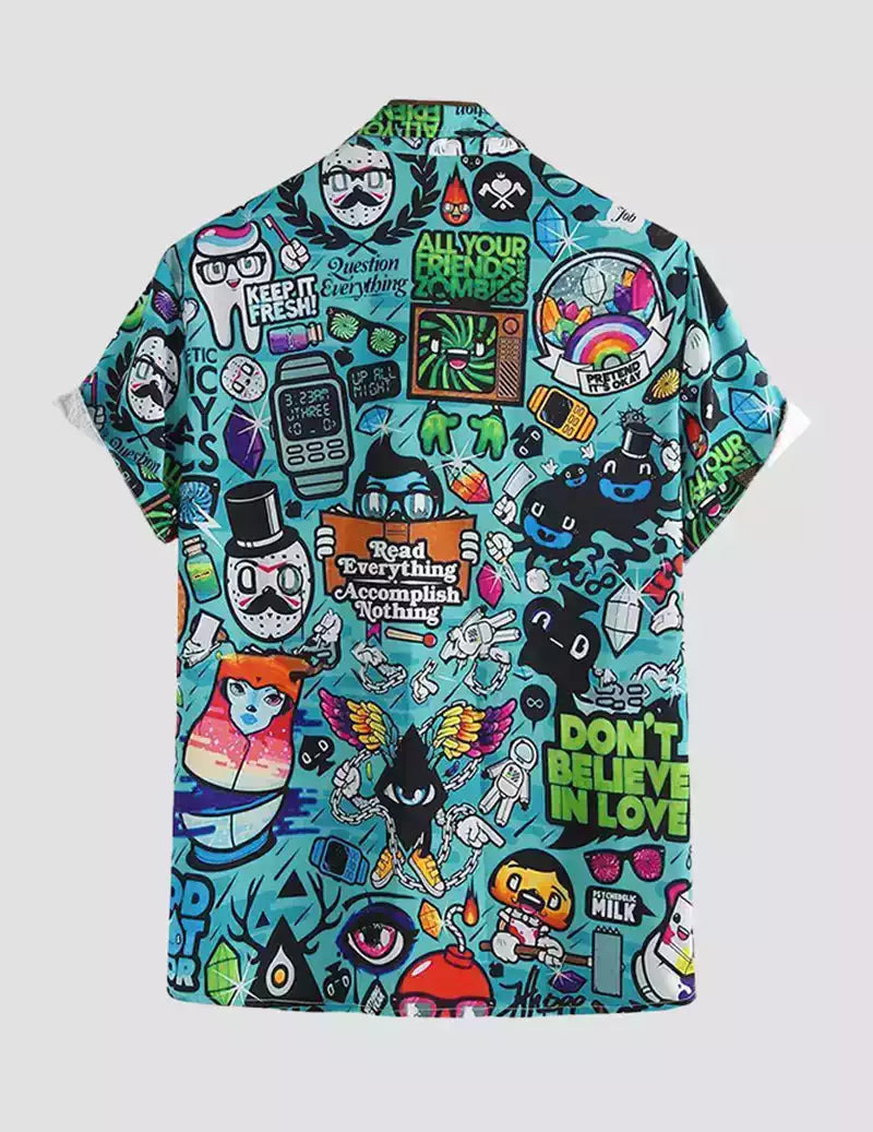 Creative Beach and casual Multicolor printed Shirt Cotton Material Half Sleeves Mens RoscoeShirts