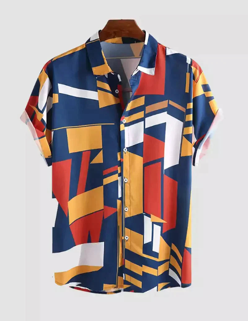 Men Beach Loose Vintage Short Sleeve Printed Casual Shirts RoscoeShirts