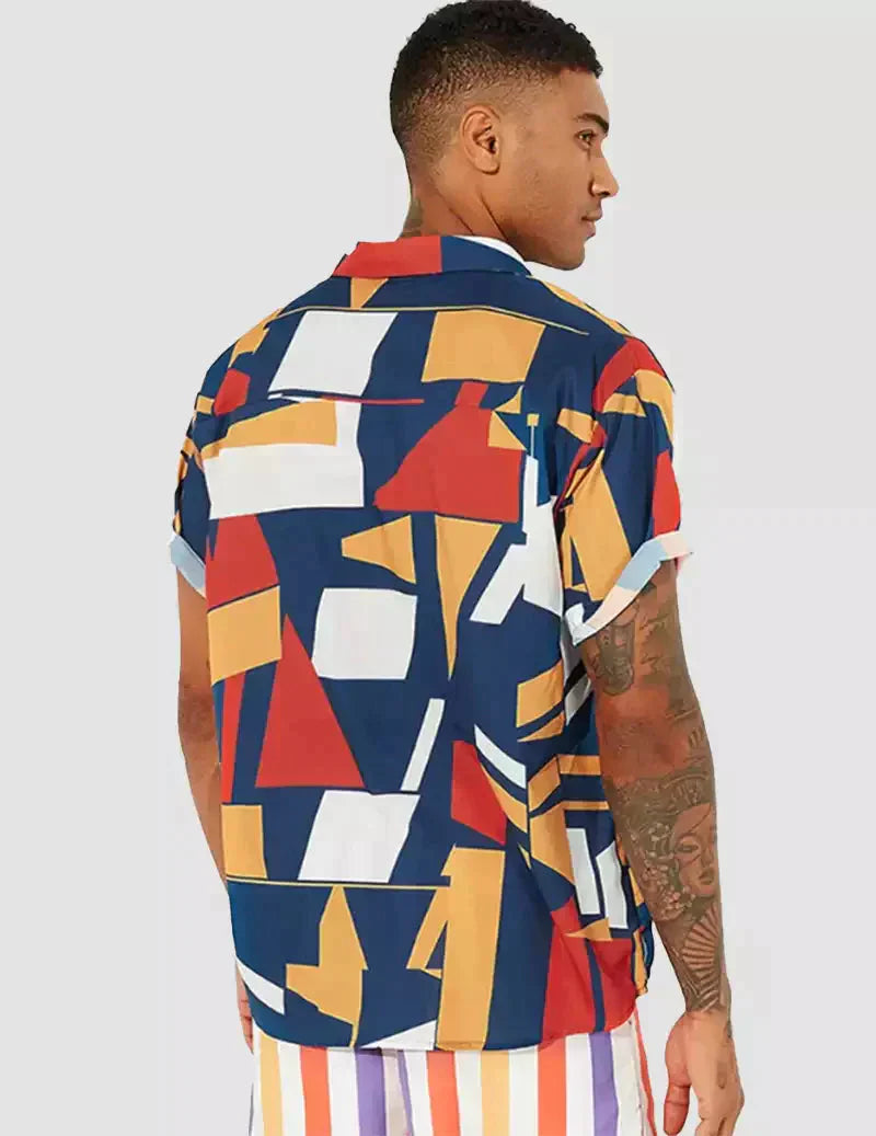 Men Beach Loose Vintage Short Sleeve Printed Casual Shirts RoscoeShirts