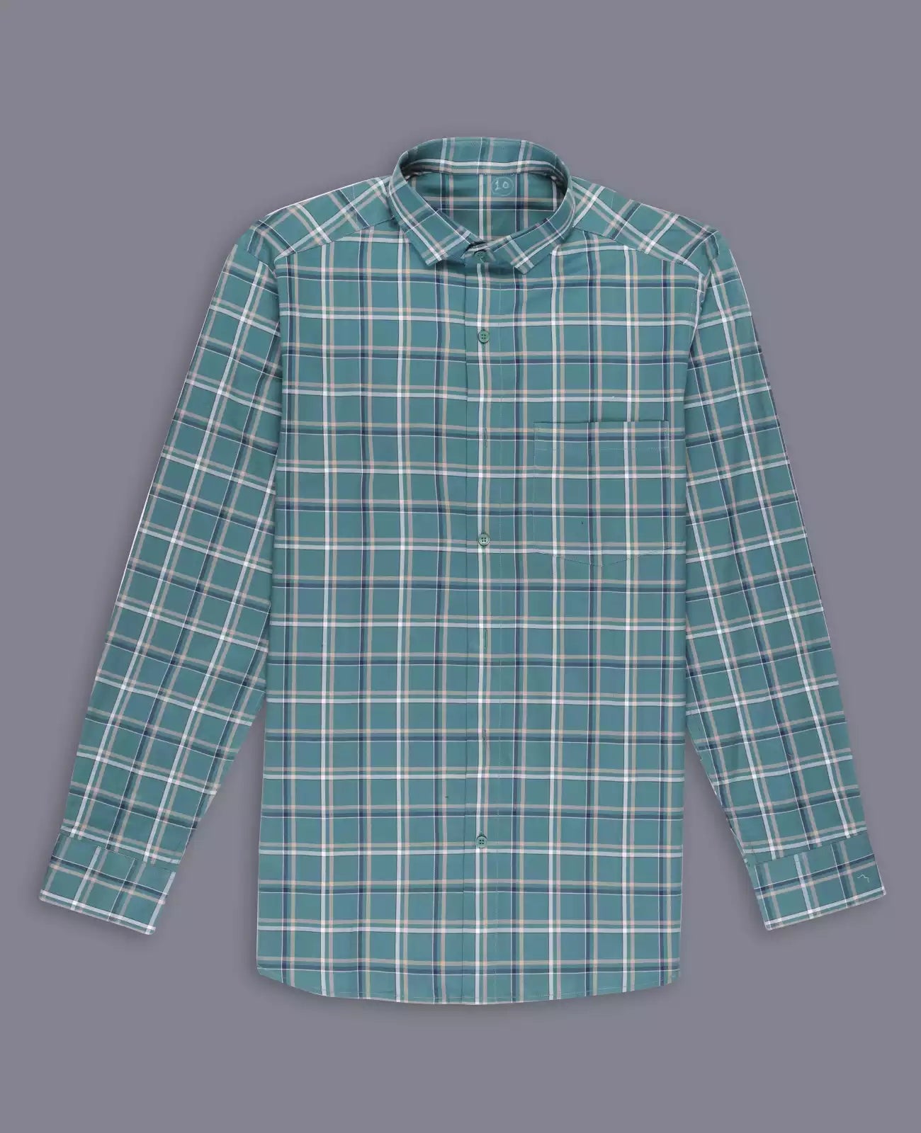 Men's Full Sleeves Checks Shirt Premium Collection Cotton Fabric Green Color