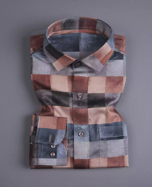 Men's Full Sleeves Small Checks Shirt Premium Collection Cotton Fabric Multicolored