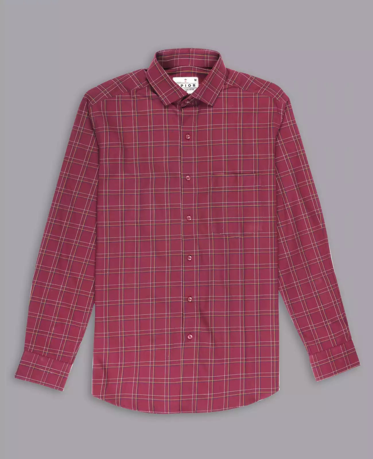 Men's Full Sleeves Checks Shirt Premium Collection Cotton Fabric Dark Pink