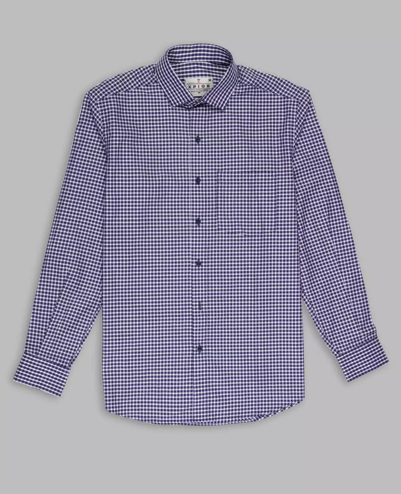 Men's Full Sleeves Mini Checks Shirt Premium Collection Cotton Fabric Purple