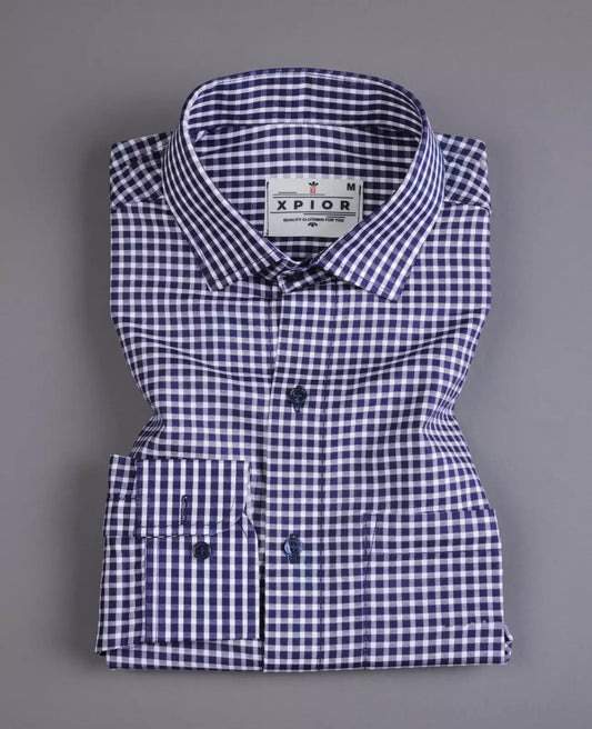 Men's Full Sleeves Mini Checks Shirt Premium Collection Cotton Fabric Purple