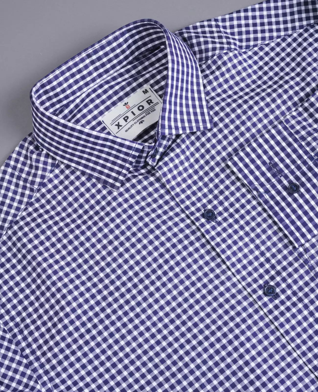 Men's Full Sleeves Mini Checks Shirt Premium Collection Cotton Fabric Purple