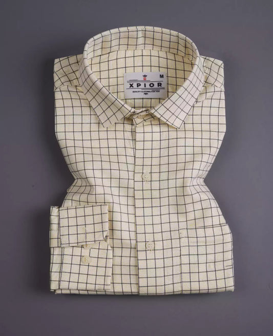 Men's Full Sleeves Plain Yellow Shirt Premium Collection Cotton Fabric